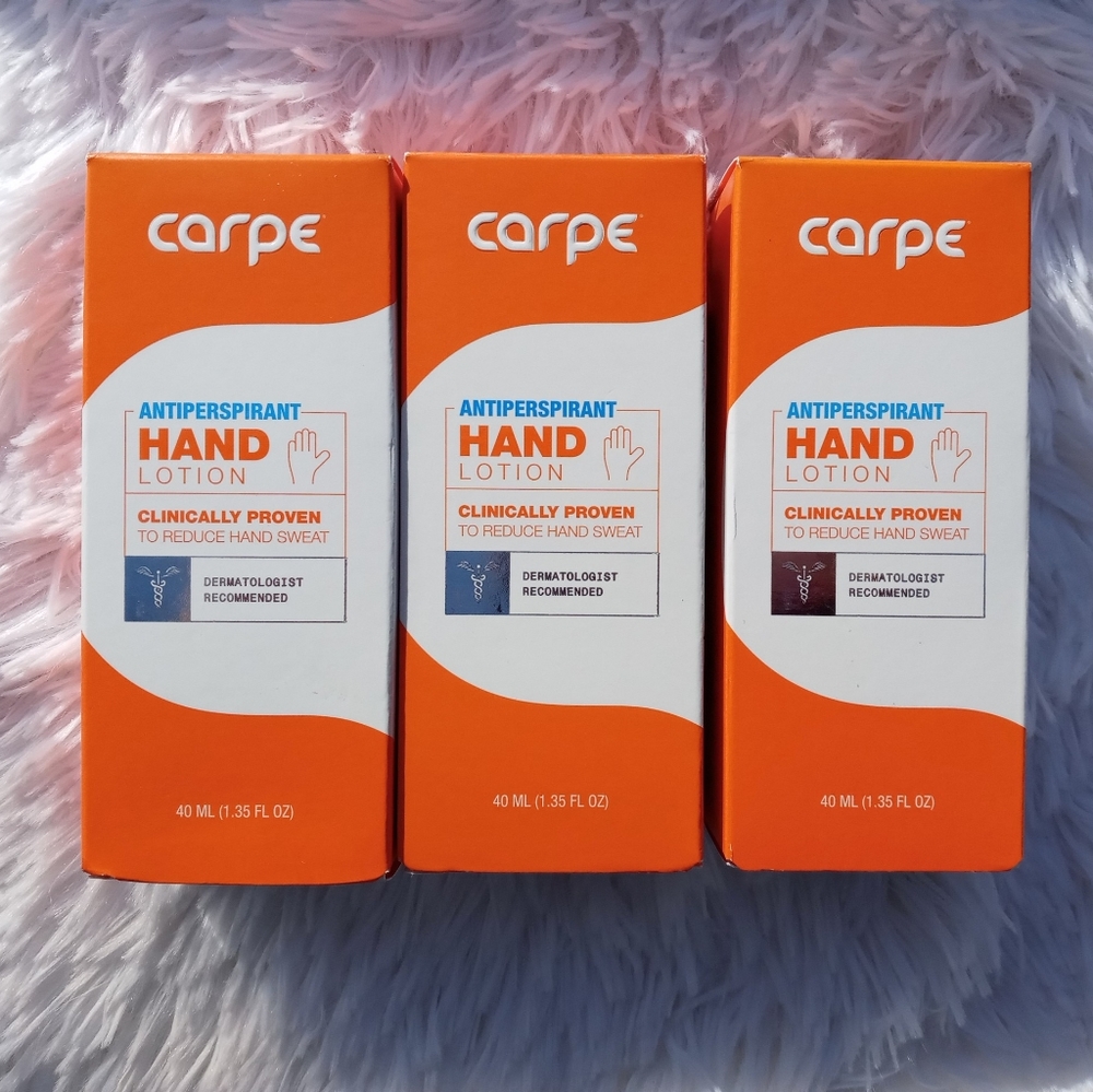 Lot of 3 Carpe Antiperspirant Lotion For Hands 40 ml  / 1.35 fl oz. EXP 11/2022